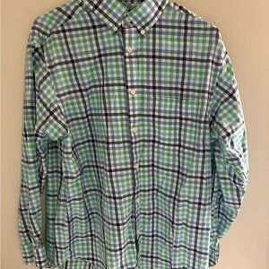 Roundtree & Yorke Blue and Green Plaid Shirt Medium